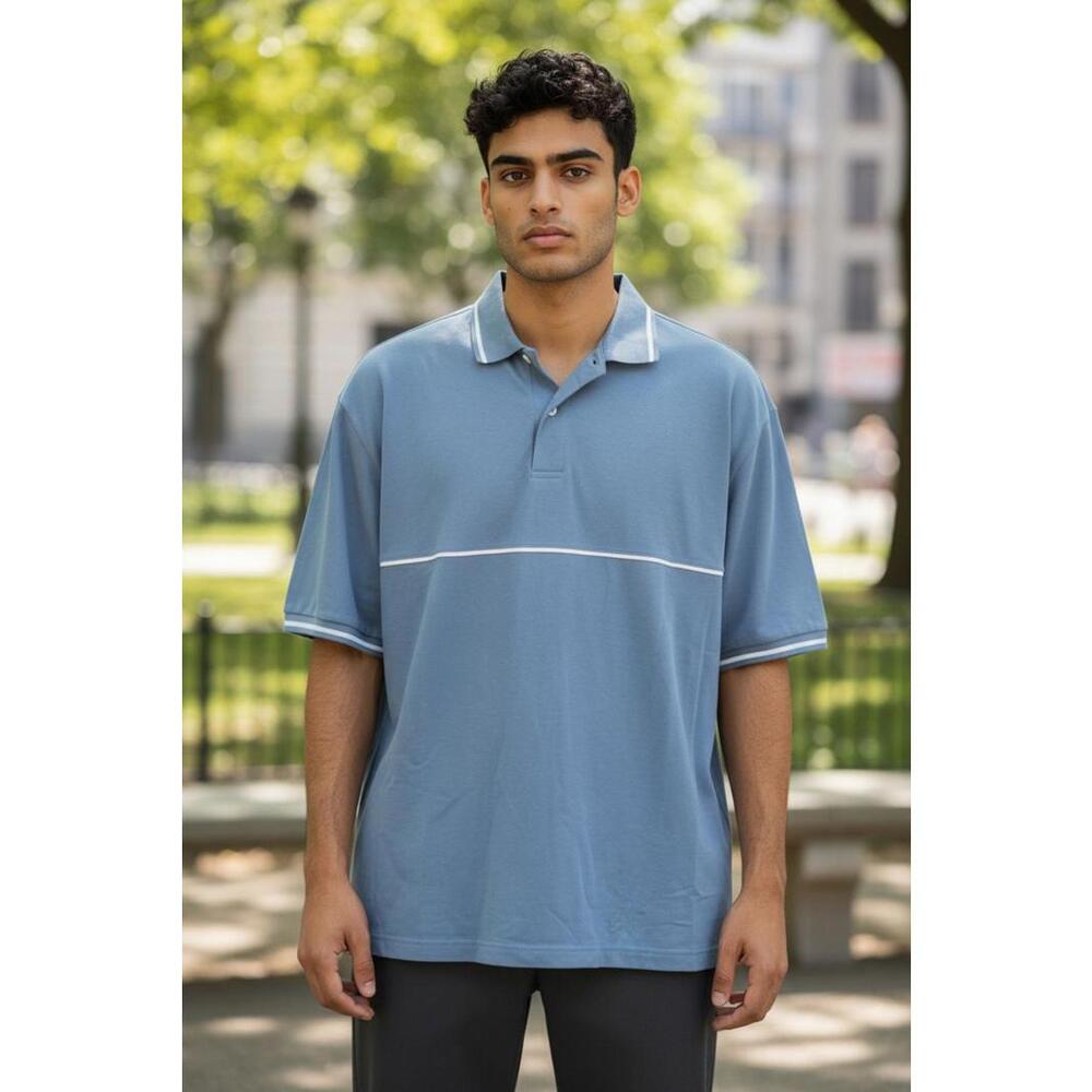 Concepts Men's Blue Short Sleeve Polo Shirt w/White Piping